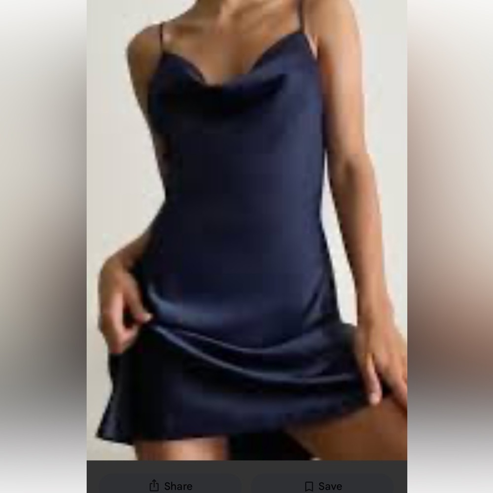 Urban Outfitters Mallory Cowl Neck Slip Mini Dress Navy Blue L